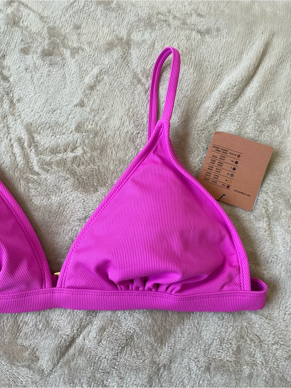Shade & Shore Women’s Fuchsia Ribbed Triangle Bikini Top Large (12-14) NWT
